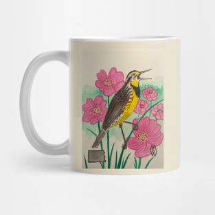 North Dakota state bird and flower, the meadowlark and wild prairie rose Mug